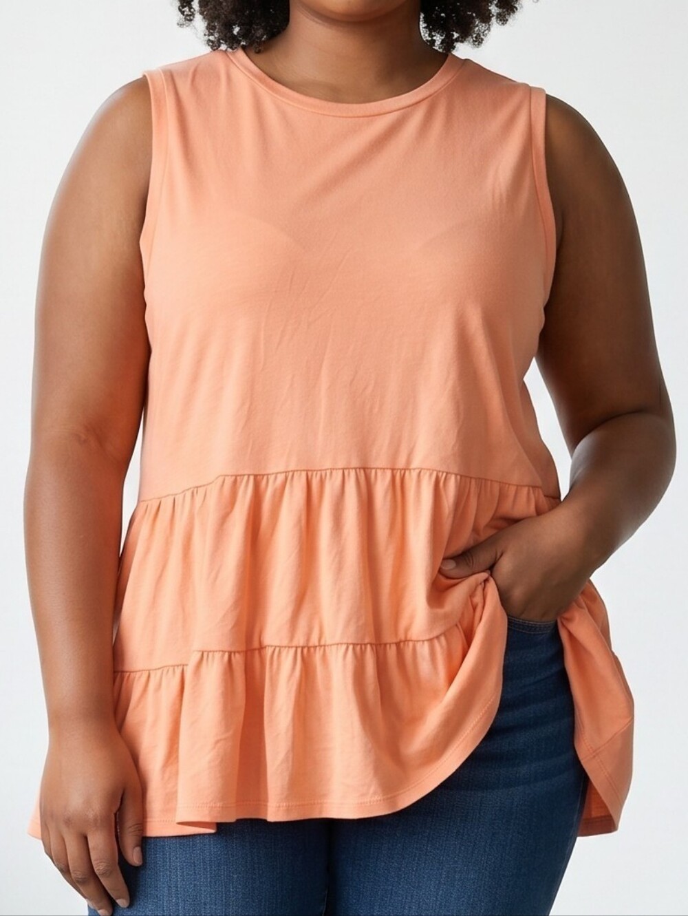 Peach Sleeveless Tiered Tunic